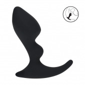 Черная анальная пробка для массажа простаты Double Ripple Silicone Prostate Massager - Shots Media BV - в Краснодаре купить с доставкой