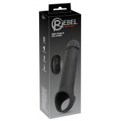 Черная вибронасадка для пениса с хомутом для мошонки и пультом ДУ Remote Controlled Penis Extension - Orion - в Краснодаре купить с доставкой