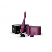 Фиолетовая секс-машина с функцией нагрева, насадками и присоской Sesh - Zalo - купить с доставкой в Краснодаре