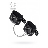 Черные оковы из толстой кожи с люверсами - Pecado - купить с доставкой в Краснодаре