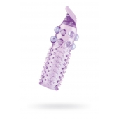 Гелевая фиолетовая насадка с шариками, шипами и усиком - 11 см. - Toyfa Basic - в Краснодаре купить с доставкой