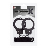 Чёрные наручники из листового металла в комплекте с веревкой BONDX METAL CUFFS LOVE ROPE SET - Dream Toys - купить с доставкой в Краснодаре