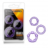 Набор из 3 фиолетовых эрекционных колец Stay Hard Beaded Cockrings - Blush Novelties - в Краснодаре купить с доставкой