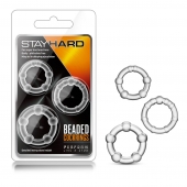 Набор из 3 прозрачных эрекционных колец Stay Hard Beaded Cockrings - Blush Novelties - в Краснодаре купить с доставкой