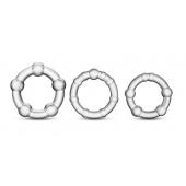 Набор из 3 прозрачных эрекционных колец Stay Hard Beaded Cockrings - Blush Novelties - в Краснодаре купить с доставкой