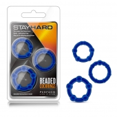 Набор из 3 синих эрекционных колец Stay Hard Beaded Cockrings - Blush Novelties - в Краснодаре купить с доставкой