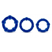 Набор из 3 синих эрекционных колец Stay Hard Beaded Cockrings - Blush Novelties - в Краснодаре купить с доставкой