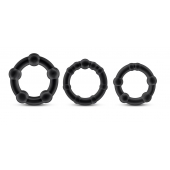 Набор из 3 чёрных эрекционных колец Stay Hard Beaded Cockrings - Blush Novelties - в Краснодаре купить с доставкой