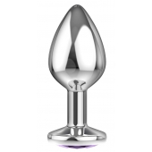 Малая серебристая анальная пробка Diamond Purple Sparkle Small с фиолетовым кристаллом - 7 см. - Lola Games - купить с доставкой в Краснодаре Малая серебристая анальная пробка Diamond Purple Sparkle Small с фиолетовым кристаллом - 7 см. - Lola Games - купить с доставкой в Краснодаре