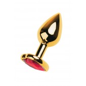 Золотистая анальная пробка с кристаллом-сердцем - 7,5 см. - ToyFa - купить с доставкой в Краснодаре