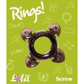 Чёрное эрекционное кольцо Rings Screw - Lola Games - в Краснодаре купить с доставкой