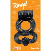 Чёрное эрекционное кольцо Rings Treadle с подхватом - Lola Games - в Краснодаре купить с доставкой