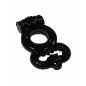 Чёрное эрекционное кольцо Rings Treadle с подхватом - Lola Games - в Краснодаре купить с доставкой