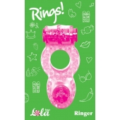 Розовое эрекционное кольцо с вибрацией Rings Ringer - Lola Games - в Краснодаре купить с доставкой