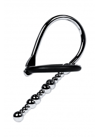 Серебристый уретральный плаг-бусины TOYFA Metal с мягким фиксириющим кольцом - ToyFa - купить с доставкой в Краснодаре