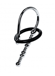 Серебристый уретральный плаг-бусины TOYFA Metal с мягким фиксириющим кольцом - ToyFa - купить с доставкой в Краснодаре