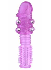Стимулирующая фиолетовая насадка с шипами и шишечками - 13,5 см. - Toyfa Basic - в Краснодаре купить с доставкой