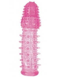 Закрытая насадка розового цвета с шипами и точками - 13,5 см. - Toyfa Basic - в Краснодаре купить с доставкой