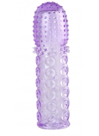 Насадка гелевая фиолетовая с точками, шипами и наплывами - 13,5 см. - Toyfa Basic - в Краснодаре купить с доставкой