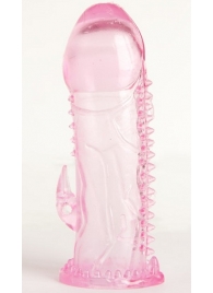 Розовая гелевая насадка с шипами и коготком - Toyfa Basic - в Краснодаре купить с доставкой