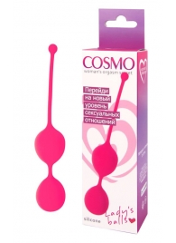 Розовые двойные вагинальные шарики Cosmo с хвостиком для извлечения - Cosmo