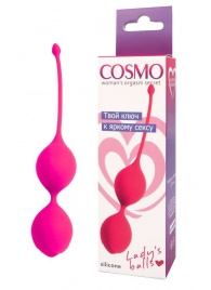 Розовые двойные вагинальные шарики с хвостиком Cosmo - Cosmo