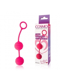 Розовые вагинальные шарики с ребрышками Cosmo - Cosmo