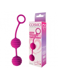 Ярко-розовые вагинальные шарики с ребрышками Cosmo - Cosmo