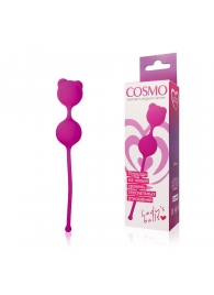 Ярко-розовые вагинальные шарики с ушками Cosmo - Bior toys