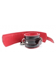 Лаковые чёрно-красные перфорированные наручники - БДСМ Арсенал - купить с доставкой в Краснодаре