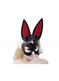 Черно-красная кожаная маска с длинными ушками - Sitabella - купить с доставкой в Краснодаре