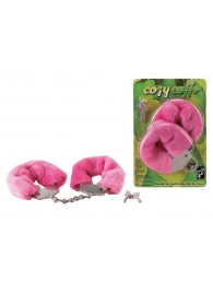 Розовые меховые наручники в комплекте с ключами - Gopaldas - купить с доставкой в Краснодаре