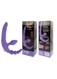 Фиолетовый безремневой страпон с анальным отростком и вибрацией - 15 см. - Bior toys - купить с доставкой #SOTBIT_REGIONS_UF_V_REGION_NAME#