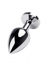 Серебристая коническая анальная пробка с красным кристаллом - 8 см. - ToyFa - купить с доставкой в Краснодаре