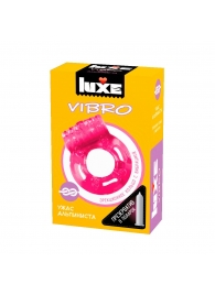 Розовое эрекционное виброкольцо Luxe VIBRO  Ужас Альпиниста  + презерватив - Luxe - в Краснодаре купить с доставкой