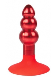 Красная анальная пробка-елочка с круглым ограничителем - 9 см. - Bior toys