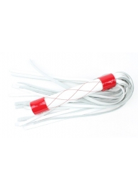 Бело-красная плеть средней длины с ручкой - 44 см. - БДСМ Арсенал - купить с доставкой в Краснодаре