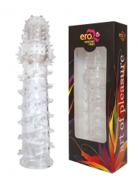 Закрытая прозрачная рельефная насадка с шипиками Crystal sleeve - 13,5 см. - Bior toys - в Краснодаре купить с доставкой