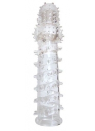Закрытая прозрачная рельефная насадка с шипиками Crystal sleeve - 13,5 см. - Bior toys - в Краснодаре купить с доставкой