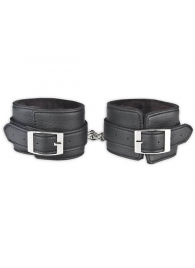 Черные фиксаторы для ног на цепи с мехом внутри - Lux Fetish - купить с доставкой в Краснодаре