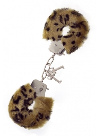 Леопардовые наручники METAL HANDCUFF WITH PLUSH LEOPARD - Dream Toys - купить с доставкой в Краснодаре