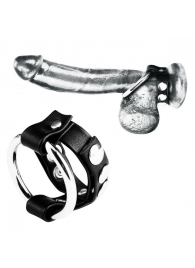 Регулируемое металлическое кольцо на пенис с ремешком - BlueLine - купить с доставкой #SOTBIT_REGIONS_UF_V_REGION_NAME#