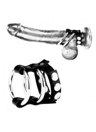 Двойное металлическое кольцо на пенис с регулируемым ремешком - BlueLine - купить с доставкой в Краснодаре
