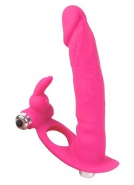 Ярко-розовая вибронасадка для двойного проникновения - 15 см. - Bior toys - купить с доставкой в Краснодаре