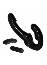 Черный безремневой анатомический страпон с вибрацией - Джага-Джага - купить с доставкой в Краснодаре