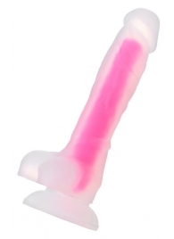 Прозрачно-розовый фаллоимитатор, светящийся в темноте, Clark Glow - 22 см. - ToyFa купить с доставкой в интернет-магазине Orgasmix в Краснодаре Прозрачно-розовый фаллоимитатор, светящийся в темноте, Clark Glow - 22 см. - ToyFa