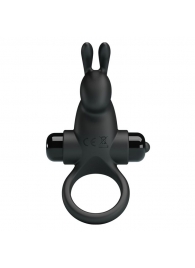 Черное эрекционное кольцо с выступом-зайчиком для стимуляции клитора - Baile - в Краснодаре купить с доставкой