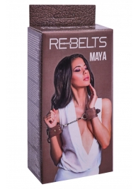 Коричневые кожаные наручники Maya - Rebelts - купить с доставкой в Краснодаре