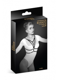 Черная упряжь на грудь Laura - Bijoux Pour Toi - купить с доставкой в Краснодаре