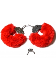 Шикарные наручники с пушистым красным мехом - Le Frivole - купить с доставкой в Краснодаре